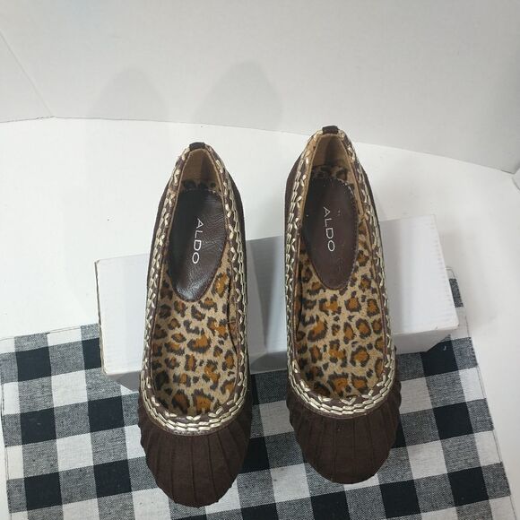 ALDO Women's  Clay Wedge Brown Suede Leather Shoes Size 5 - Picture 5 of 10